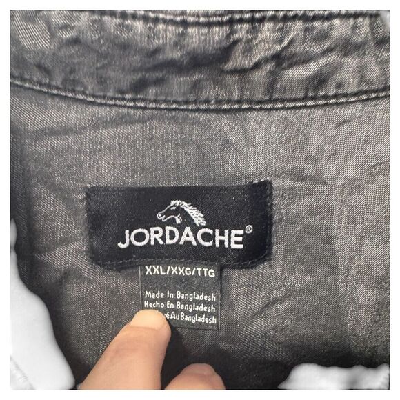 Vintage Jordache Button‎ Down Shirt charcoal XXL Lyocell - Picture 3 of 4